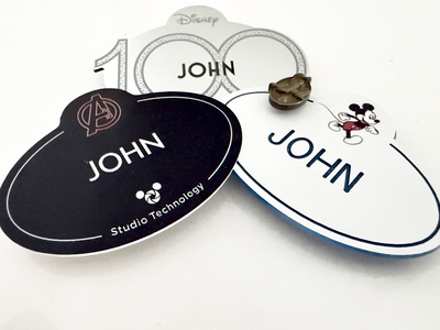 A collage of Disney Studios access badges from different roles and years, representing a long and meaningful career chapter.